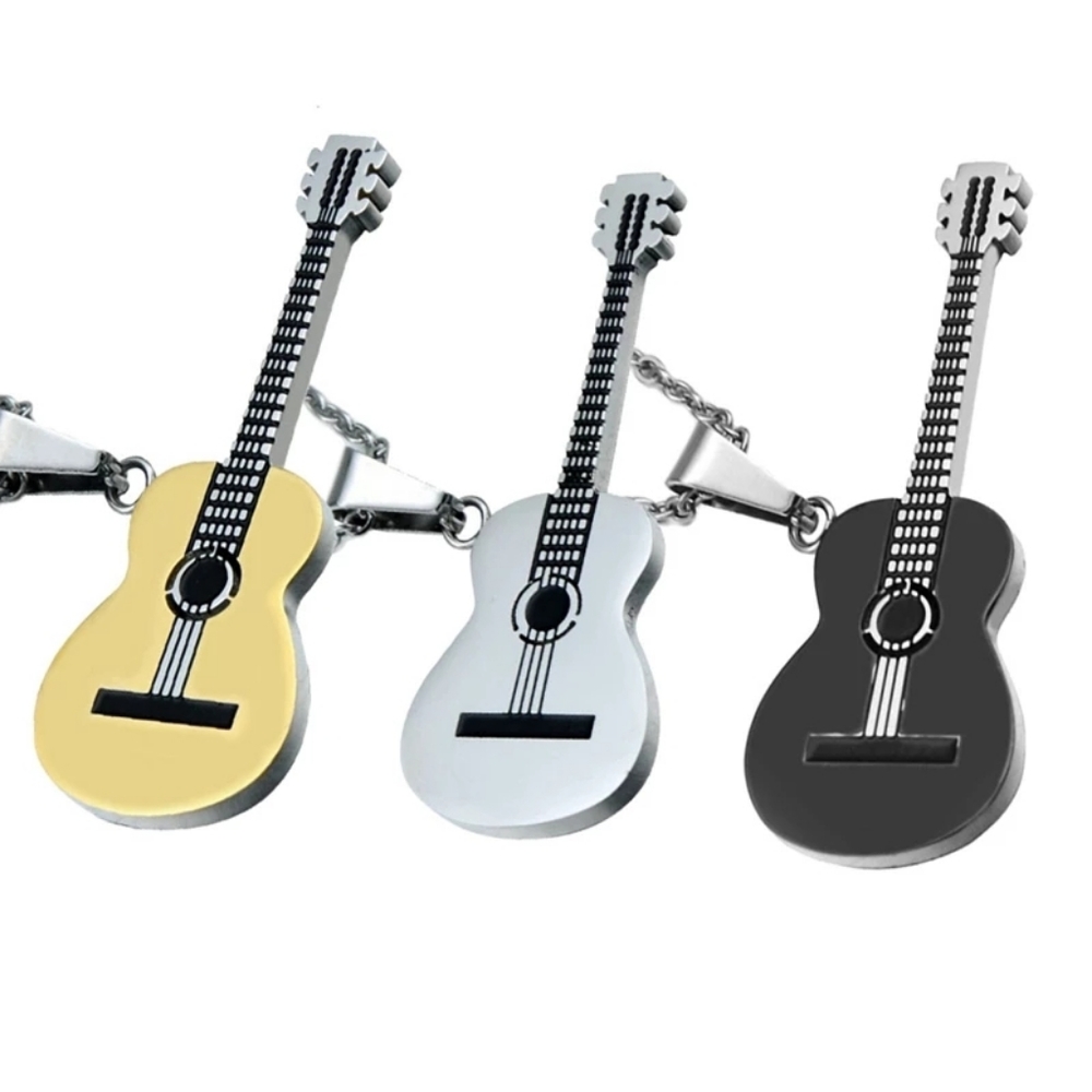 Acoustic Guitar Stainless Steel Pendant